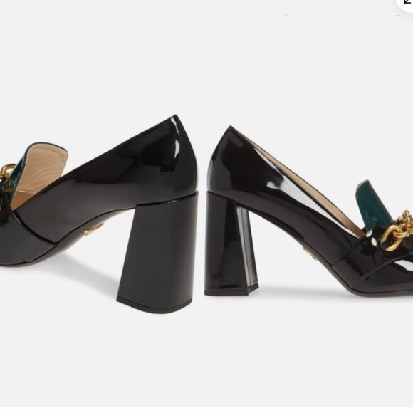 $890 PRADA Gold Chain Statement Loafer Pump New w/Box -  S 8,5/9 IT - Picture 3 of 16